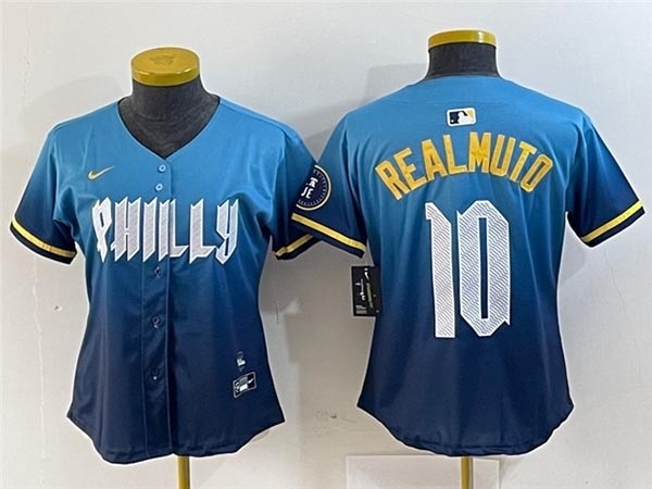 Women's Philadelphia Phillies #10 J.T. Realmuto Blue 2024 City Connect Limited Jersey