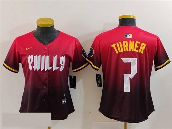 Women's Philadelphia Phillies #7 Trea Turner Red 2024 City Connect Limited Jersey