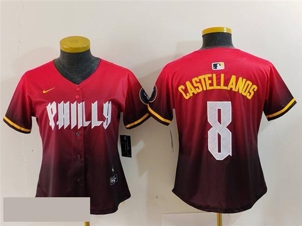 Women's Philadelphia Phillies #8 Nick Castellanos Red 2024 City Connect Limited Jersey