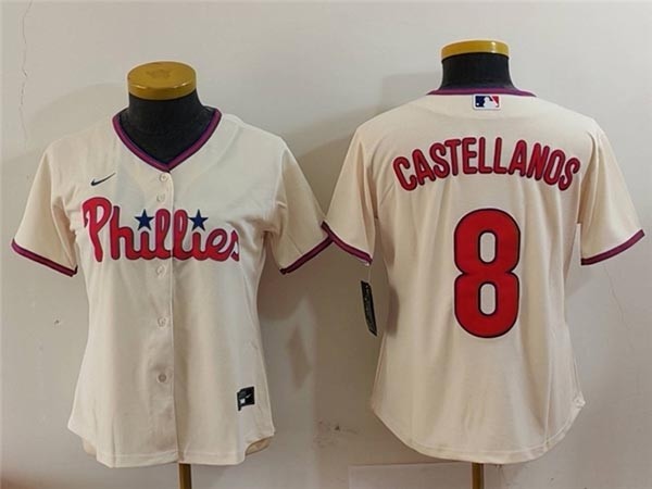 Women's Philadelphia Phillies #8 Nick Castellanos Cream Limited Jersey