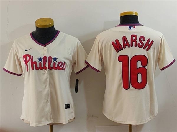 Women's Philadelphia Phillies #16 Brandon Marsh Cream Limited Jersey