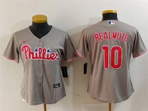 Women's Philadelphia Phillies #10 J.T. Realmuto Gray Jersey