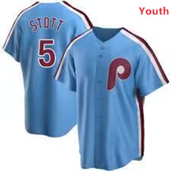 Youth Philadelphia Phillies #5 Bryson Stott Blue Cool Base Stitched Jersey