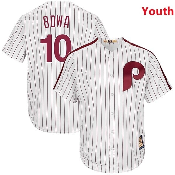 Youth Philadelphia Phillies #10 Larry Bowa White Cooperstown Collection Cool Base Jersey