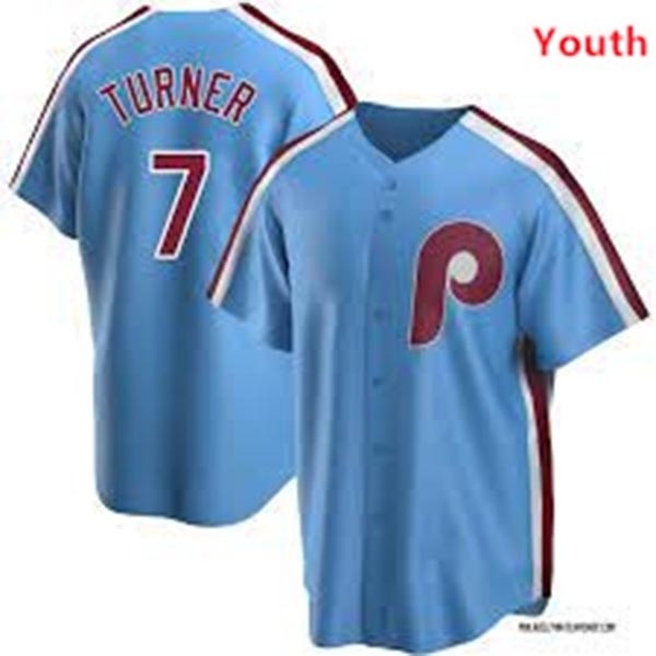 Youth Philadelphia Phillies Trea #7 Turner Blue Coolbase Jersey