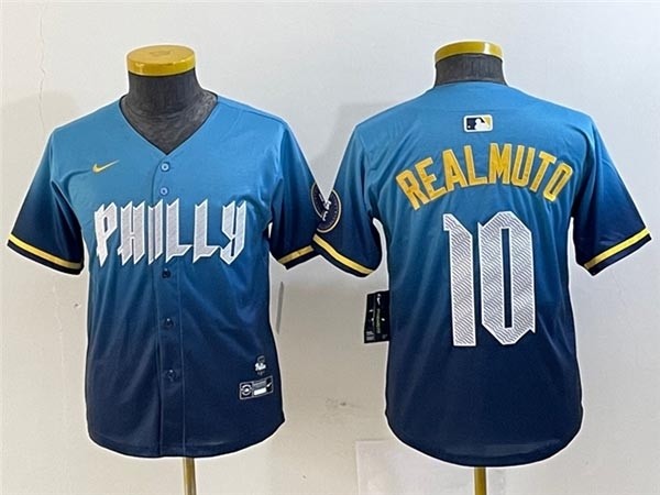 Youth Philadelphia Phillies #10 J.T. Realmuto Blue 2024 City Connect Limited Jersey