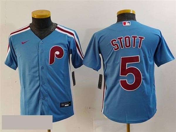 Youth Philadelphia Phillies #5 Bryson Stott Light Blue Jersey