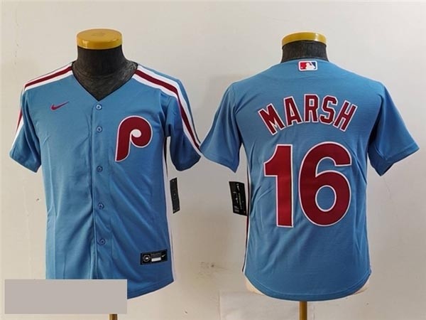 Youth Philadelphia Phillies #16 Brandon Marsh Light Blue Jersey