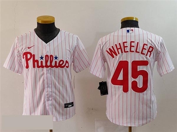 Youth Philadelphia Phillies #45 Zack Wheeler White Limited Jersey