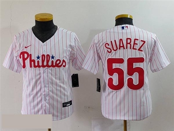 Youth Philadelphia Phillies #55 Ranger Suarez White Limited Jersey