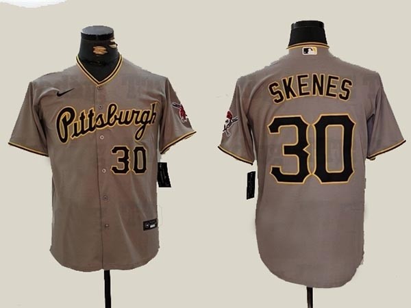 Men's Pittsburgh Pirates #30 Paul Skenes Gray with front Number Limited Jersey