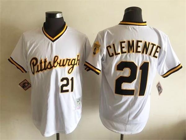 Men's Pittsburgh Pirates #21 Roberto Clemente Throwback White Pullover Jersey