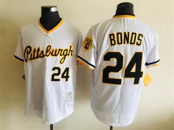 Men's Pittsburgh Pirates #24 Barry Bonds 1992 Throwback White Pullover Jersey