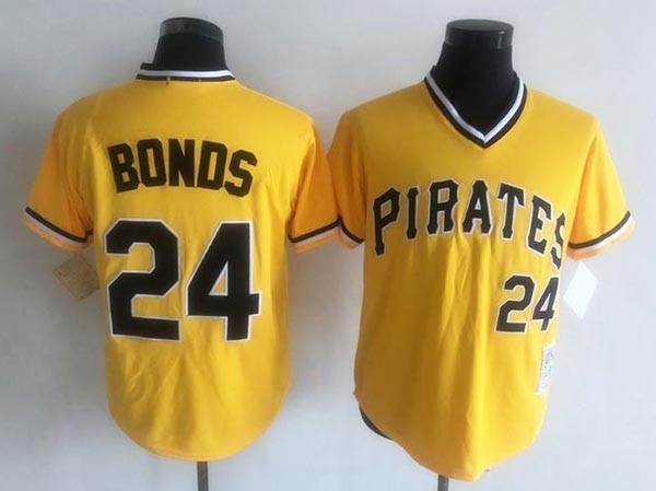 Men's Pittsburgh Pirates #24 Barry Bonds Throwback Gold Jersey