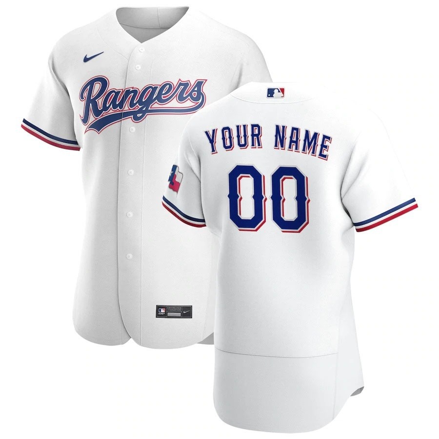 Men's Texas Rangers Custom Nike White Home 2020 Authentic Flexbase MLB Jersey(Name and number remark in comment column)