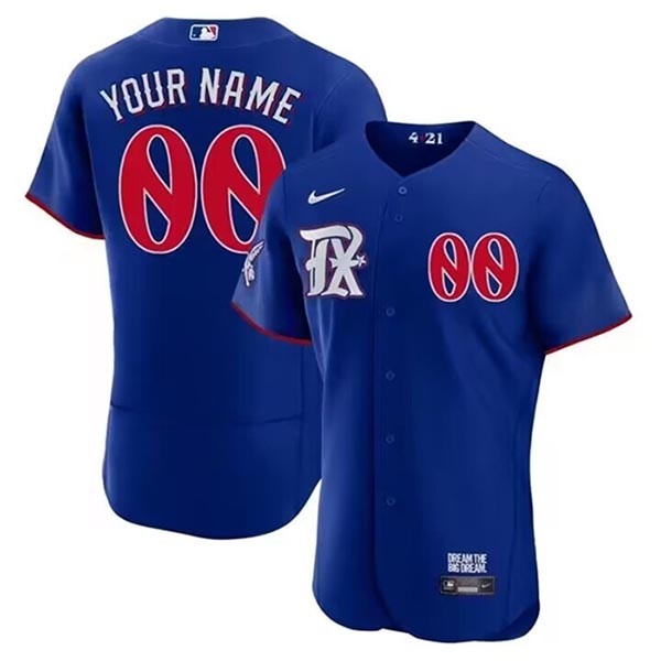 Men's Texas Rangers ACTIVE PLAYER Custom 2023 Royal City Connect Flex Base Stitched Baseball Jersey(Name and number remark in comment column)