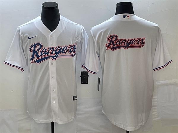 Men's Texas Rangers White Team Big Logo Cool Base Stitched Baseball Jersey