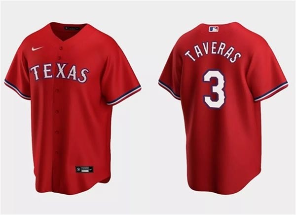 Men's Texas Rangers #3 Leody Taveras Red Cool Base Stitched Baseball Jersey