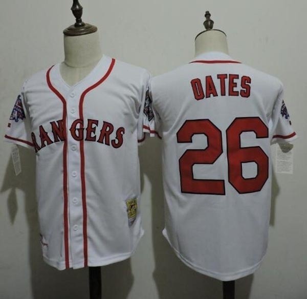 Men's Throwback Texas Rangers #26 Johnny Oates White Cooperstown Collection MLB Jersey