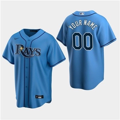 Men's Tampa Bay Rays Custom Light Blue Alternate Cool Base Jersey(Name and number remark in comment column)