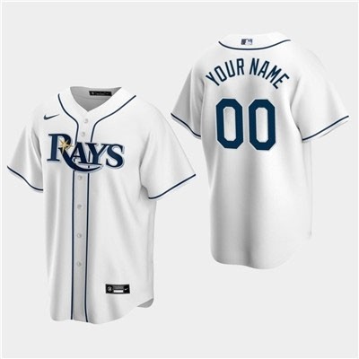 Men's Tampa Bay Rays Custom White Home Cool Base Jersey(Name and number remark in comment column)