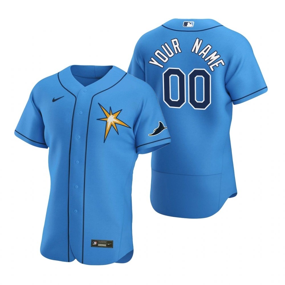 Men's Tampa Bay Rays Custom Nike Light Blue Alternate 2020 Authentic Team MLB Jersey (Name and number remark in comment column)