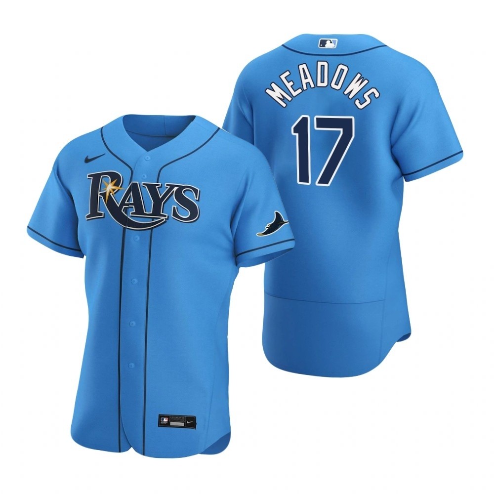 Men's Tampa Bay Rays #17 Austin Meadows Nike Light Blue Alternate 2020 Authentic Jersey