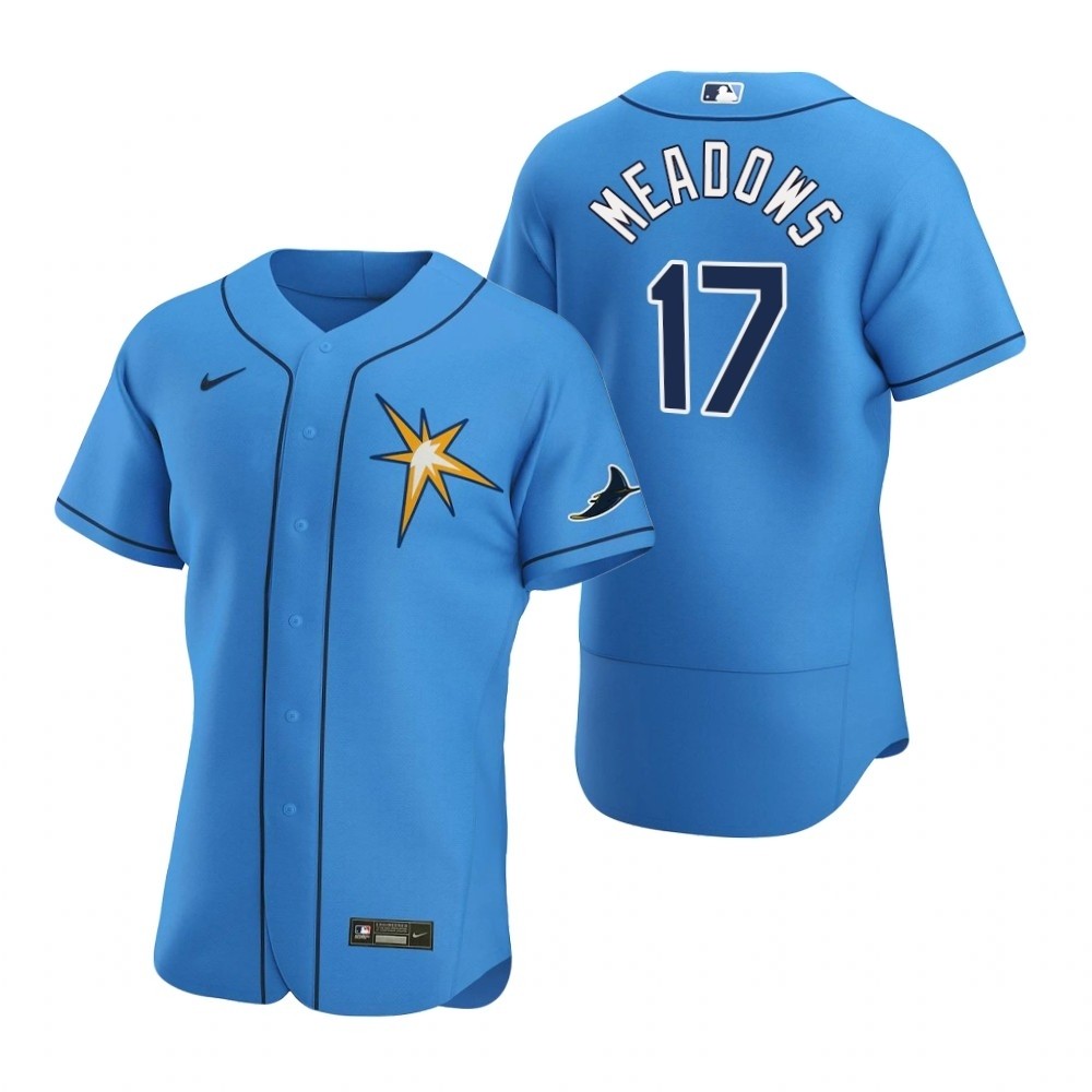 Men's Tampa Bay Rays #17 Austin Meadows Nike Light Blue Alternate 2020 Authentic Team MLB Jersey