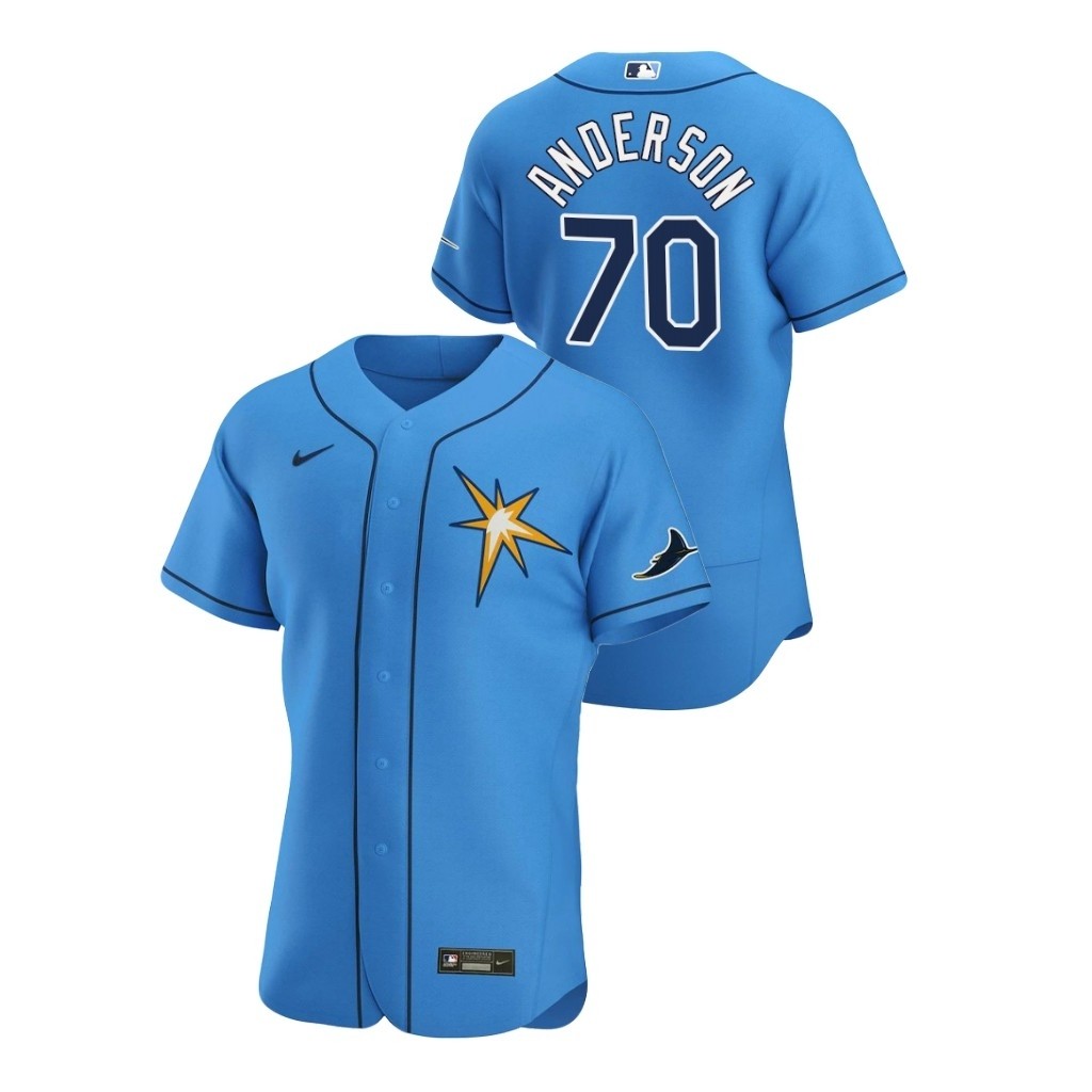 Men's Tampa Bay Rays #70 Nick Anderson Nike Light Blue Alternate 2020 Authentic Team MLB Jersey