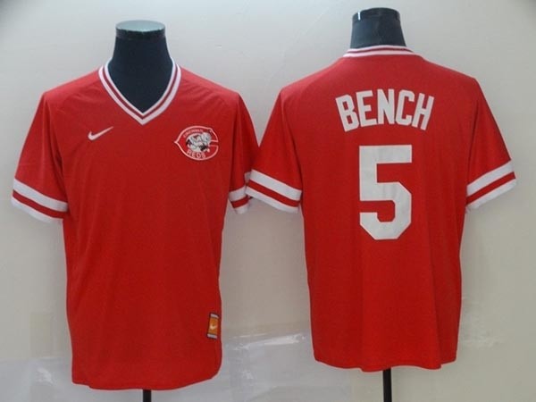 MLB Cincinnati Reds #5 Johnny Bench Red Nike Throwback Jersey