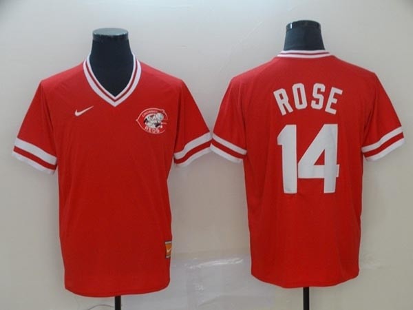 MLB Cincinnati Reds #14 Pete Rose Red Nike Throwback Jersey