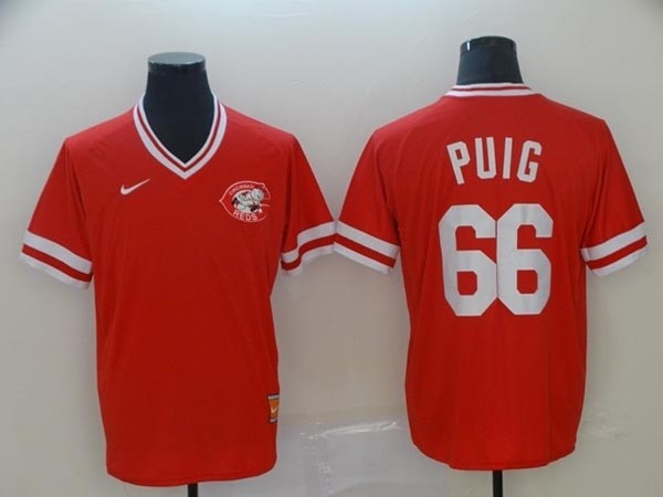 MLB Cincinnati Reds #66 Yasiel Puig Red Nike Throwback Jersey