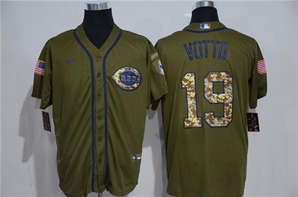 MLB Cincinnati Reds #19 Joey Votto Olive 2020 Nike Cool Base Jersey