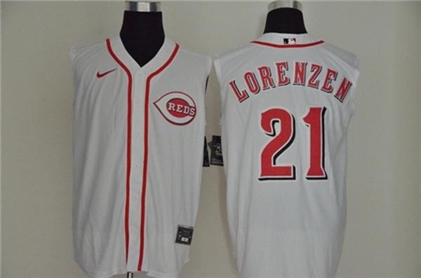 MLB Cincinnati Reds #21 Michael Lorenzen White Nike Cool Base Sleeveless Jersey