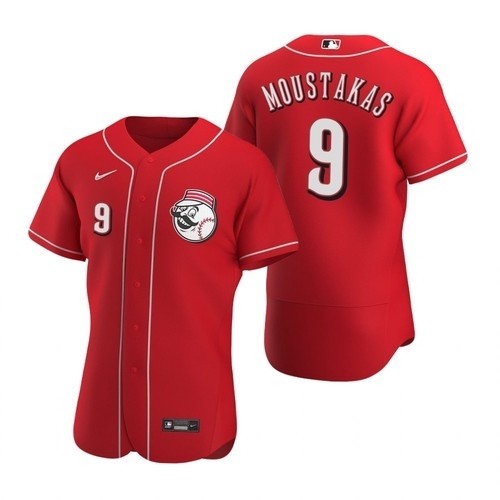 Men's Cincinnati Reds #9 Mike Moustakas Nike Scarlet Authentic Alternate Player MLB Jersey