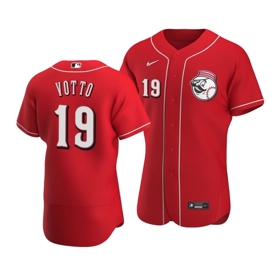 Men's Cincinnati Reds #19 Joey Votto Nike Scarlet Authentic Alternate Player MLB Jersey