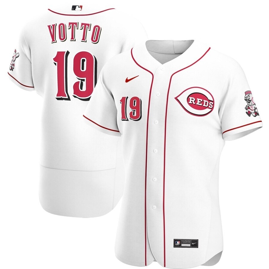 Men's Cincinnati Reds #19 Joey Votto Nike White Home 2020 Authentic Player MLB Jersey