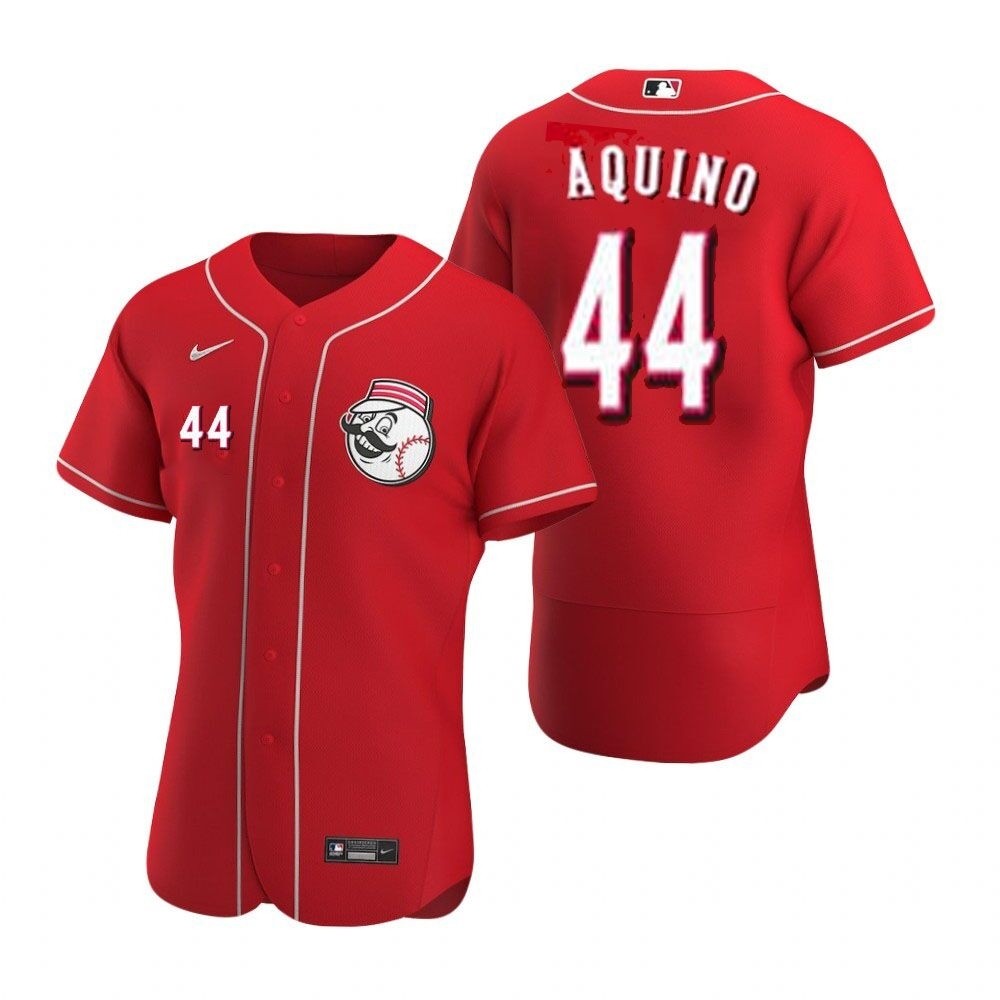 Men's Cincinnati Reds #44 Aristides Aquino Nike Scarlet Authentic Alternate Player MLB Jersey