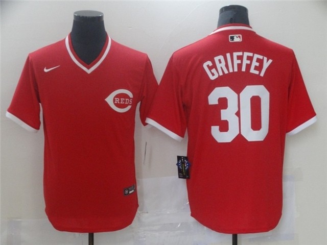 Men's Cincinnati Reds #30 Ken Griffey Jr. Vintage Red Jersey