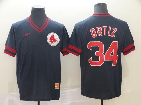 MLB Boston Red Sox #34 David Ortiz Navy Nike Throwback Jersey