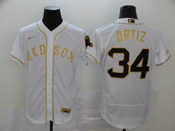 MLB Boston Red Sox #34 David Ortiz White Gold 2020 Nike Flexbase Jersey