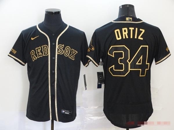 MLB Boston Red Sox #34 David Ortiz Black Gold 2020 Nike Flexbase Jersey