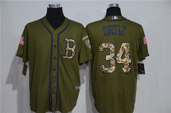 MLB Boston Red Sox #34 David Ortiz Olive 2020 Nike Cool Base Jersey