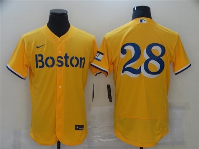 Boston Red Sox #28 J.D. Martinez Gold 2021 City Connect Flex Base Jersey