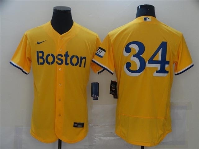 Boston Red Sox #34 David Ortiz Gold 2021 City Connect Flex Base Jersey