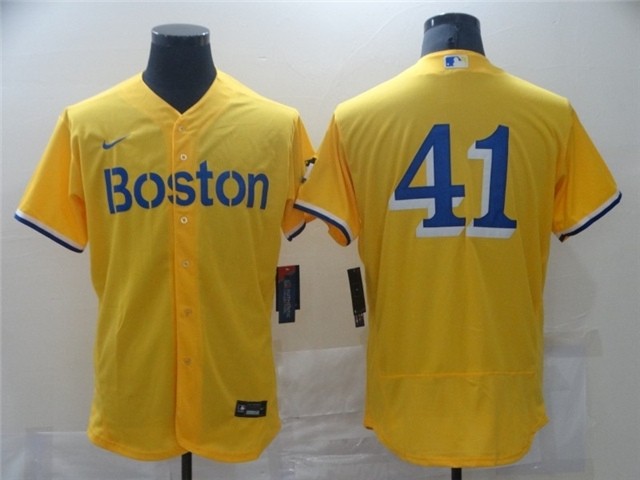 Men's Boston Red Sox #41 Chris Sale Gold 2021 City Connect Flex Base Jersey