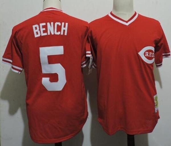 Men's Throwback Cincinnati Reds #5 Johnny Bench Red Cooperstown Collection Jersey