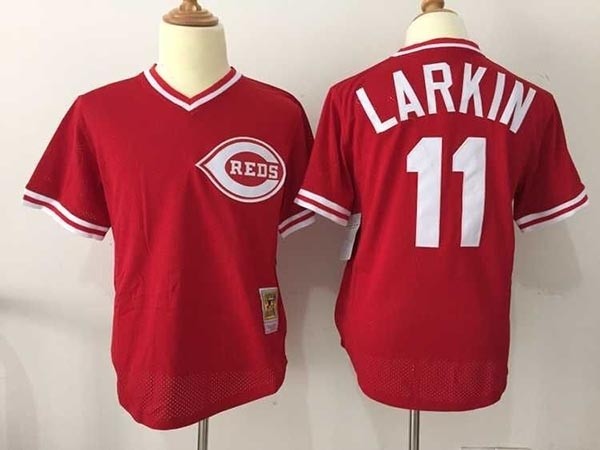 Men's Throwback Cincinnati Reds #11 Barry Larkin Red Cooperstown Collection Jersey