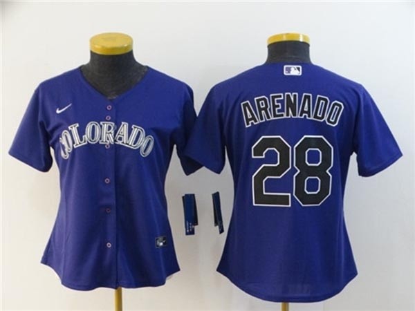 Women Colorado Rockies #28 Nolan Arenado Purple 2020 Nike Cool Base Jersey