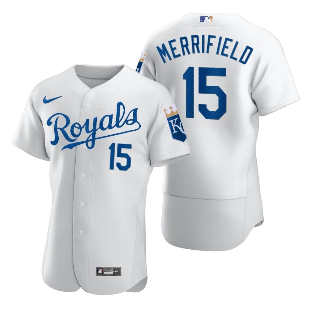 Men's Kansas City Royals #15 Whit Merrifield Nike White Home 2020 Authentic Player MLB Jersey